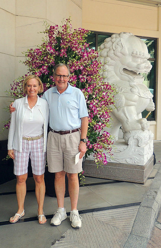 Cheryl &amp; Dave in front of The Peninsula