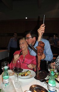 Marti Lanese and BBQ skewer server