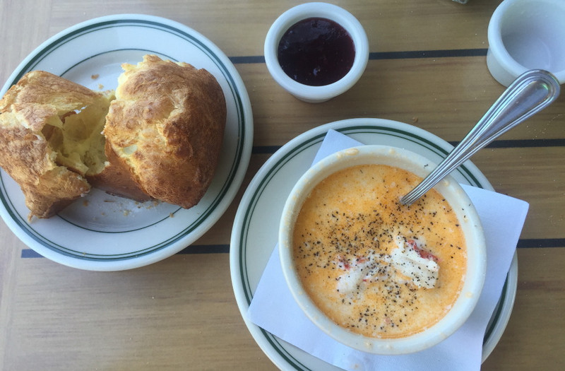 Lobster stew and popover at Jordan Pond House