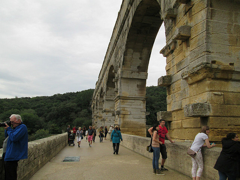 Crossing the Pont du Gard