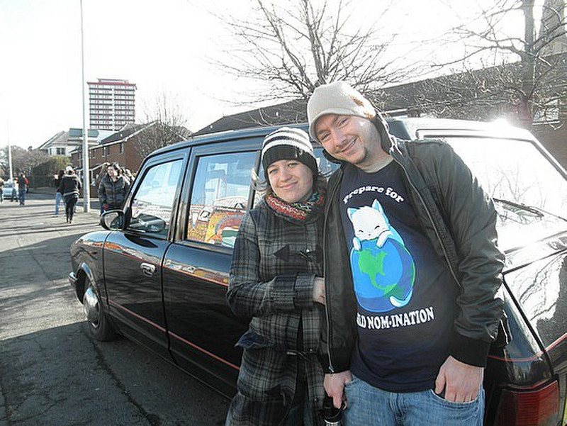 Me &#39;n Chris in front of the Black Cab