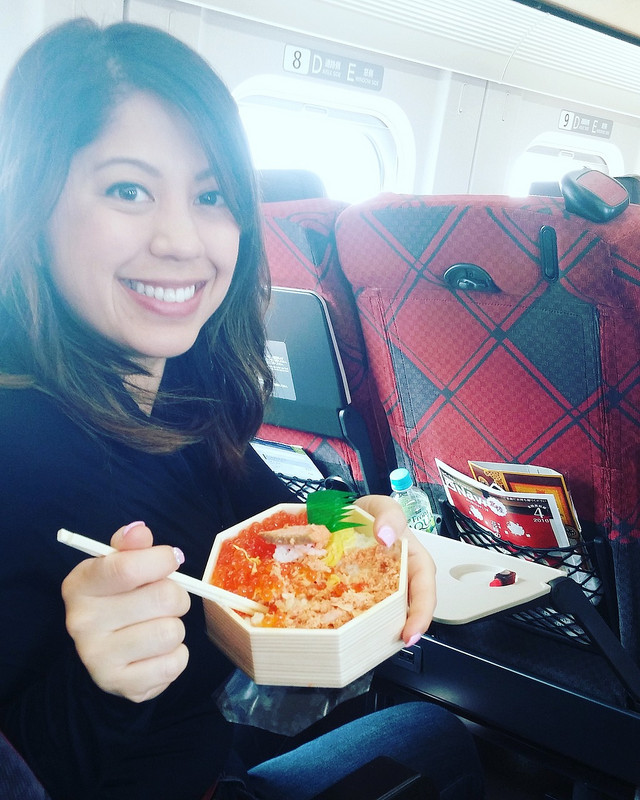Mi Eating Bento on the Shinkansen