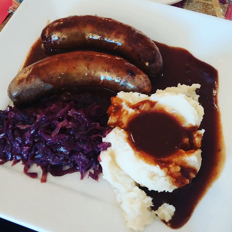 Danish Sausages, Potatoes and Red Cabbage