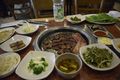 Galbi lunch with a big slection of accompanying veg