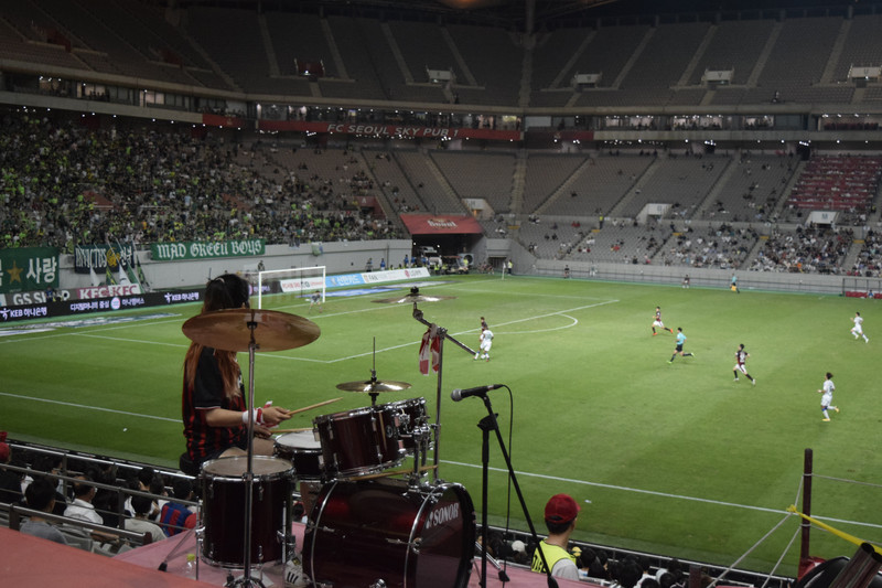 The drummer girl at FC Seoul vs. Jeonbuk Motors