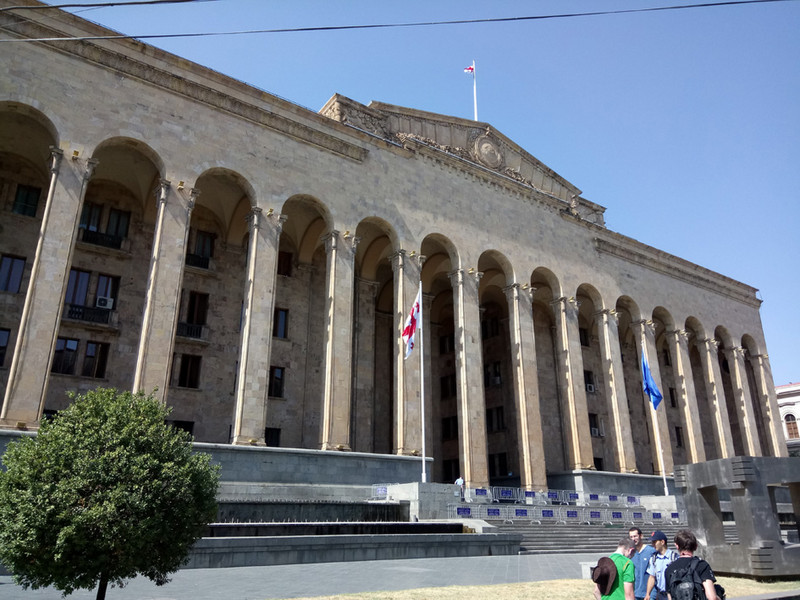 The old Gergian parliament building on Rustaveli Avenue