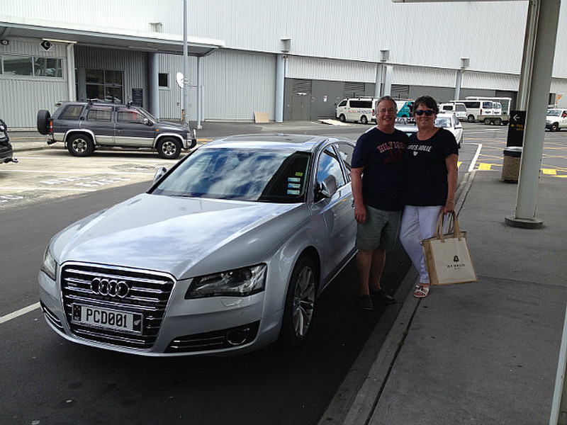 Our chauffeur and his Audi A8 (Auckland Airport)