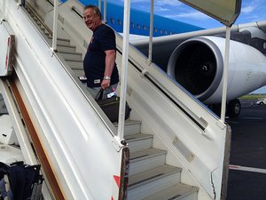 Boarding the Air Tahiti Nui Airbus at Papeete