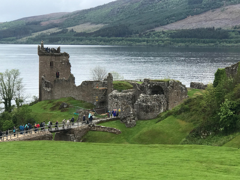 Urquhart Castle, with Loch Ness in the background