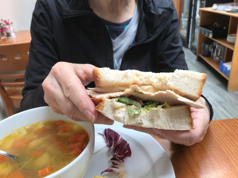 Soup and sandwich-homemade bread