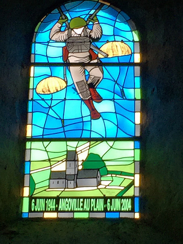 Paratrooper stained glass window