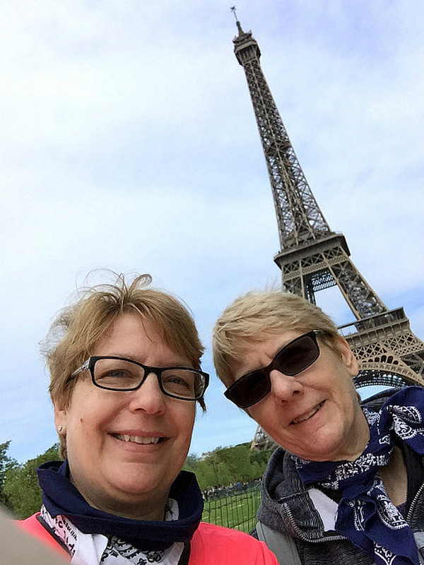 Selfie at Eiffel - it was very windy