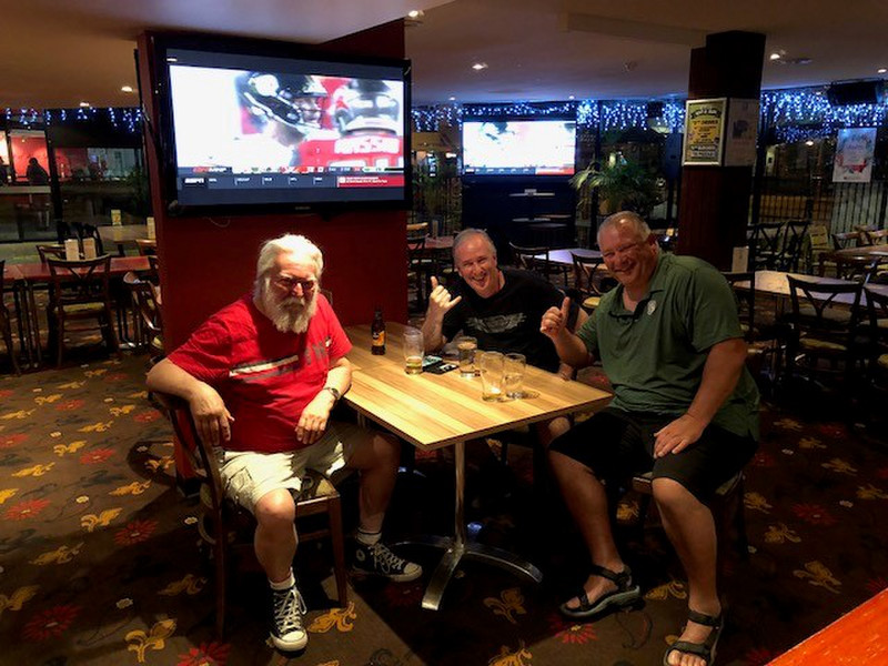 Running into the fellas at Uncles Bar in Alice Springs