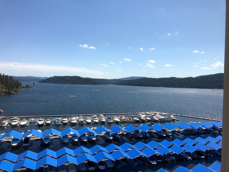 The view of Couer D' Alene Lake from our room- stunning !