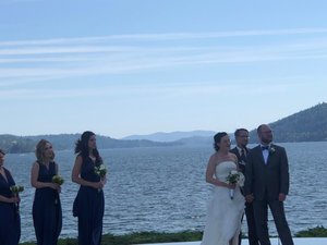 Brian and Lindsey Wheeler Wedding in CDA Idaho what a setting!!!!  Ron Stanley officiating