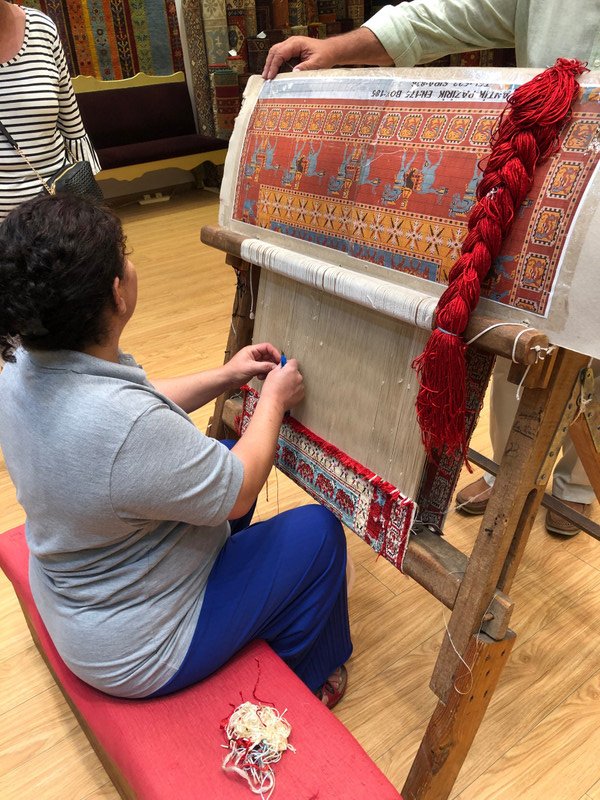 Weaving a silk rug in Kusadasi Turkey - a dying art!! 