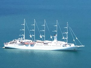 Our ship the Windsurf of the Windstar Cruise lines.  