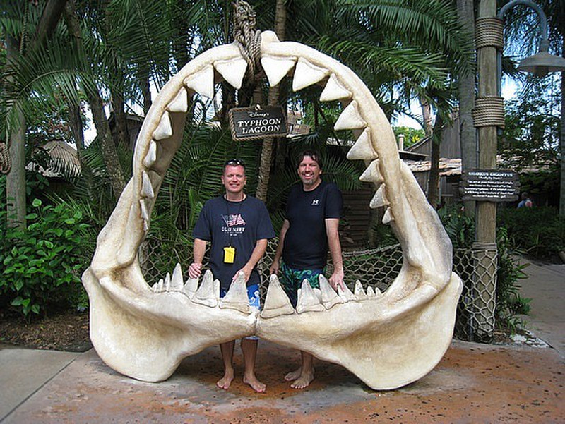 Steve and Ric in a sharks mouth