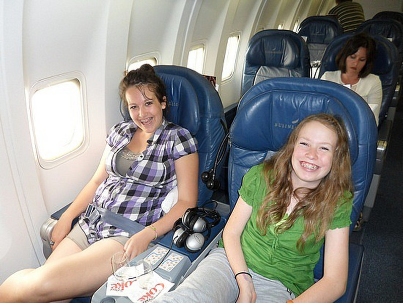 Regan and Kelsie on the plane