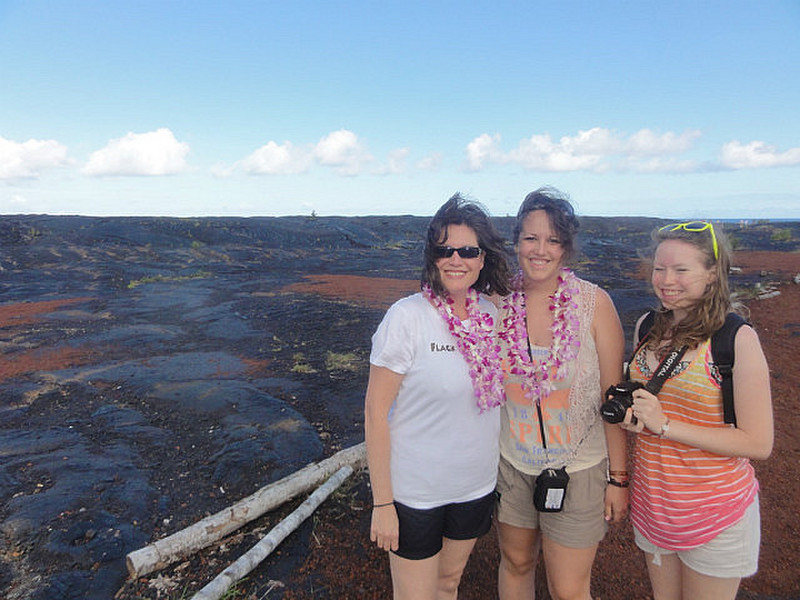 Nikki, Regan and Kelsie at the lava field