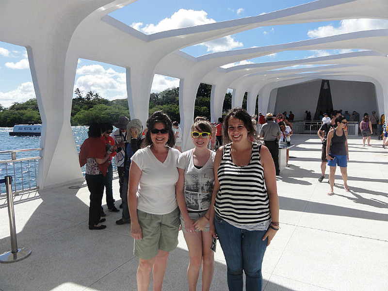 Nikki and the girls on the USS Arizona Memorial