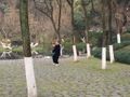 Man practicing Tai Chi with balance bottle