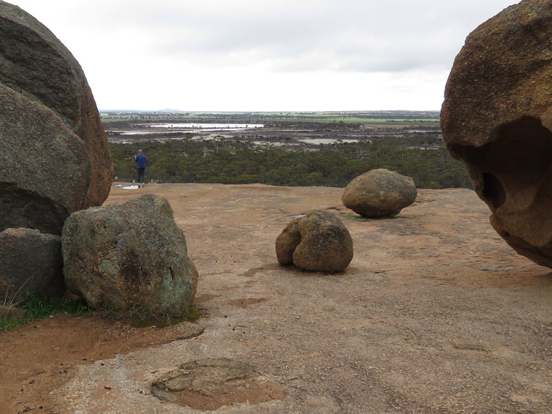 On top of Wave Rock, a steep climb down