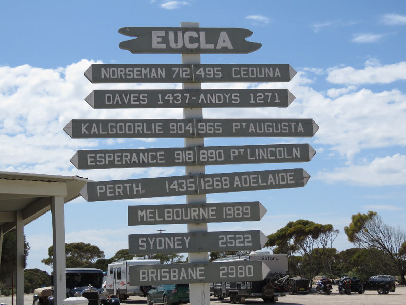 Signpost in Eucla, a long way from everywhere