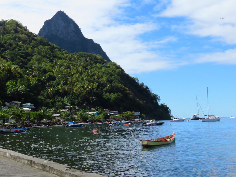 View of Petite Piton from Soufriere seafront