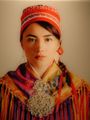 Beautiful Sami costume with traditional silver necklace