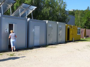 Pop up facilities in Vilnius, showers, toilets, kitchen & laundry