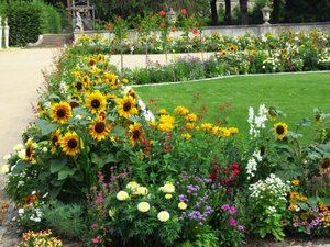 Flower beds well tended and colourful