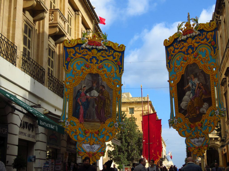 Banners in Valletta change regularly