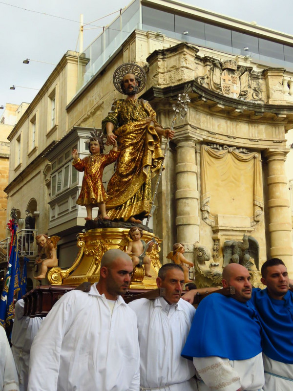 Religious procession through town - this was very heavy!
