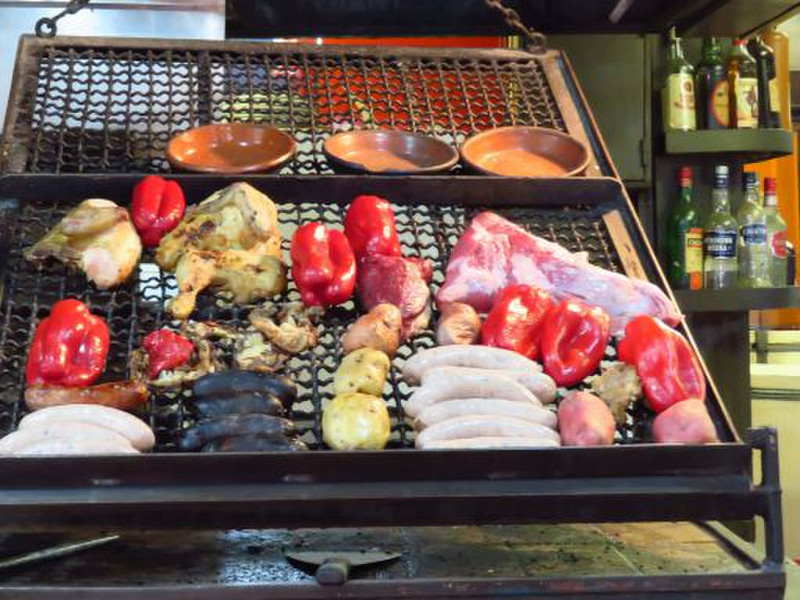 Food on grill in parilla