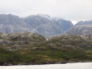 Rounded granite summits between fjords