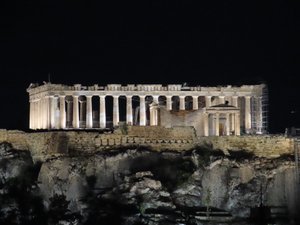Acropolis from roof bar of Athens hotel