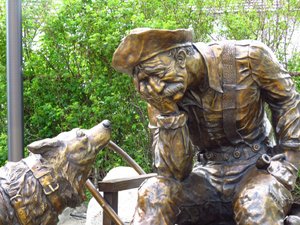 Statue captures the tough life and disappointment of prospectors.