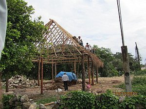A traditional building under construction 