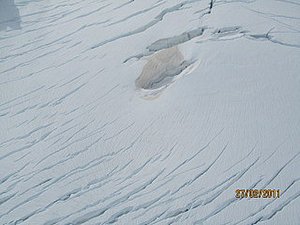 Crevasses in the glacier