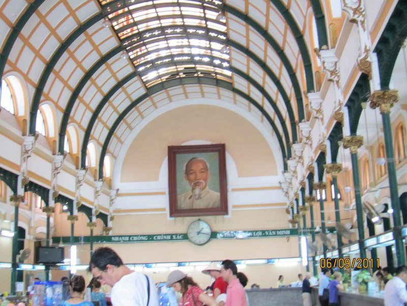 The railway station with picture of Ho Chi Min