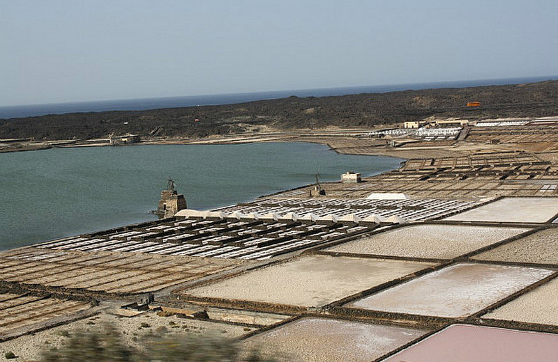 The salinas where salt is produced by evaporation 