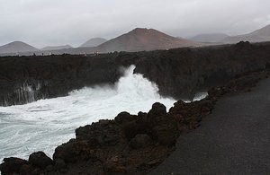 Rough waves on the volcanic coast