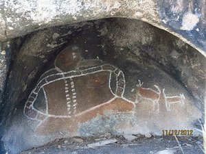 Aboriginal cave art at Brinjals Shelter