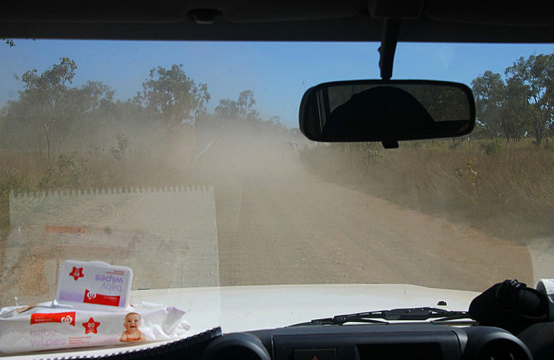 Dust on road
