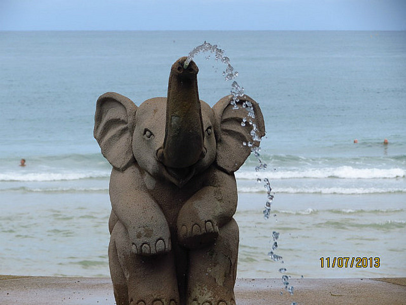 Elephant decoration by pool