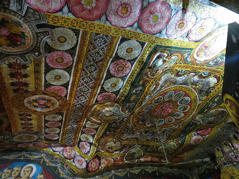 Painted ceiling of cave temple