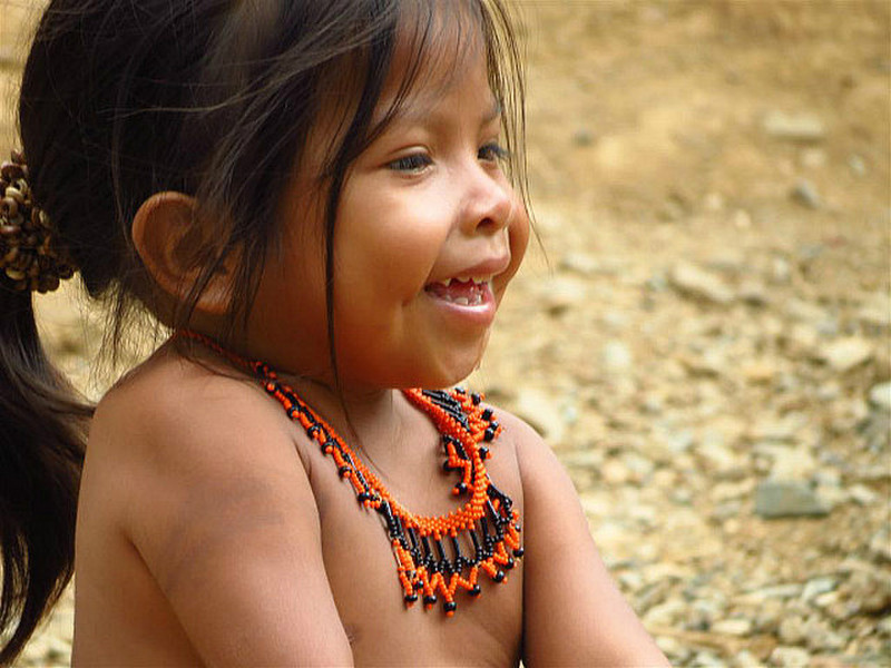 Embera girl with traditional necklace