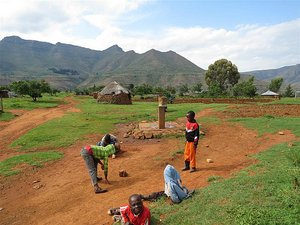 Children playing in village