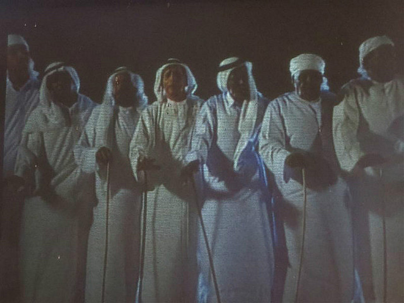 Wall video of Bedouin dancers in Museum